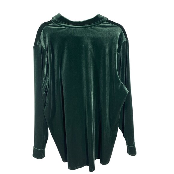 Soft Surroundings Green Velvet Button-Up tunic top Shirt 2X soft lux NWOT plus - Picture 3 of 8